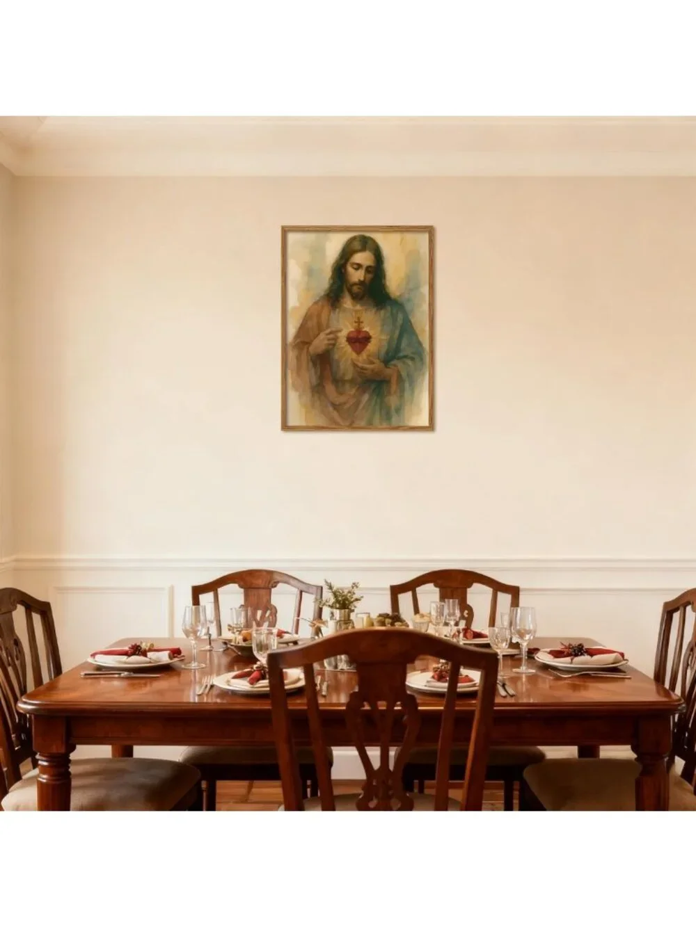 Sacred Heart of Jesus Wall Art - Christian Canvas Print for Home Decor 12x16